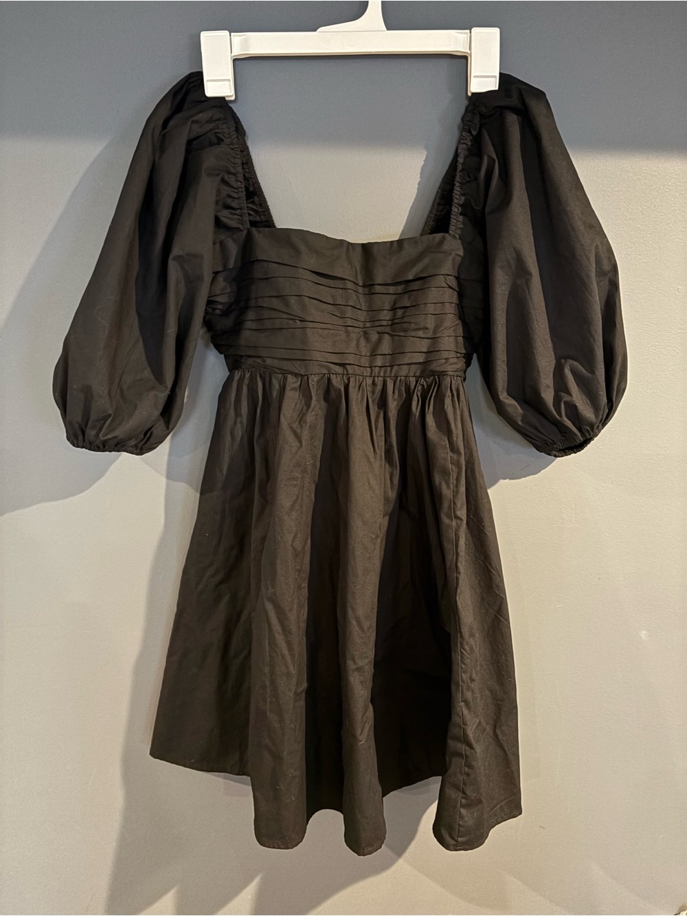 Abercrombie & Fitch Emerson Poplin Black Puff Sleeve Mini Dress XS With Pockets